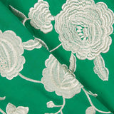 Besticktes Ecru Tencel Smaragd Stickerei Schal - Ribes y Casals