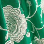 Besticktes Ecru Tencel Smaragd Stickerei Schal - Ribes y Casals