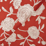 Besticktes Schultertuch Ecru Tencel Rot - Ribes y Casals