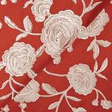 Besticktes Schultertuch Ecru Tencel Rot - Ribes y Casals