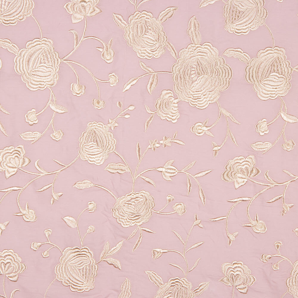 Bestickter Schal Ecru Tencel Pearl Pink - Ribes y Casals