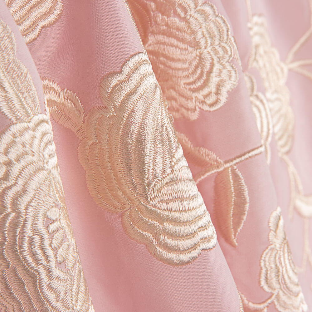 Bestickter Schal Ecru Tencel Pearl Pink - Ribes y Casals