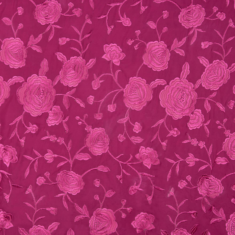 Stickerei-Schal Fuchsia Tencel Strawberry - Ribes y Casals
