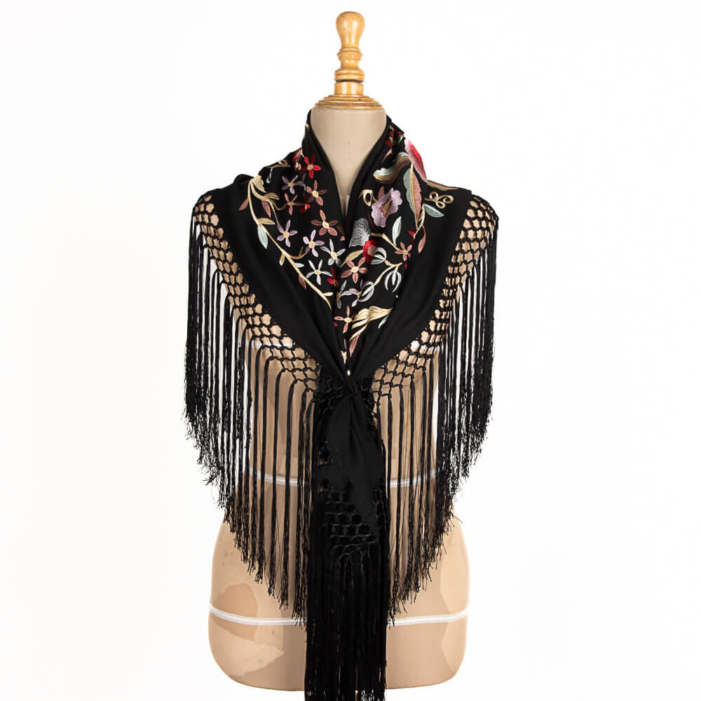Triana Besticktes Kleines Schultertuch Schwarz - Ribes y Casals