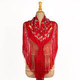 Bestickter kleiner Schal Triana Rot - Ribes y Casals