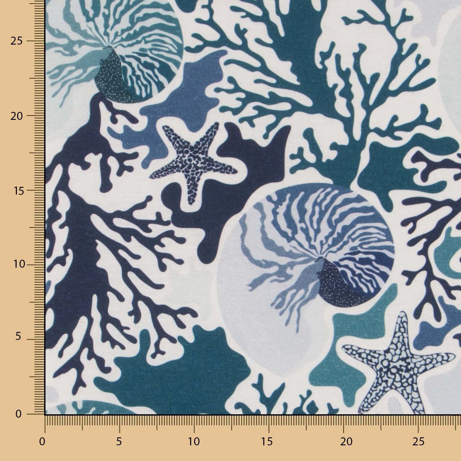 Anti-Fleck-Tischdecke Blau Muscheln - Ribes y Casals