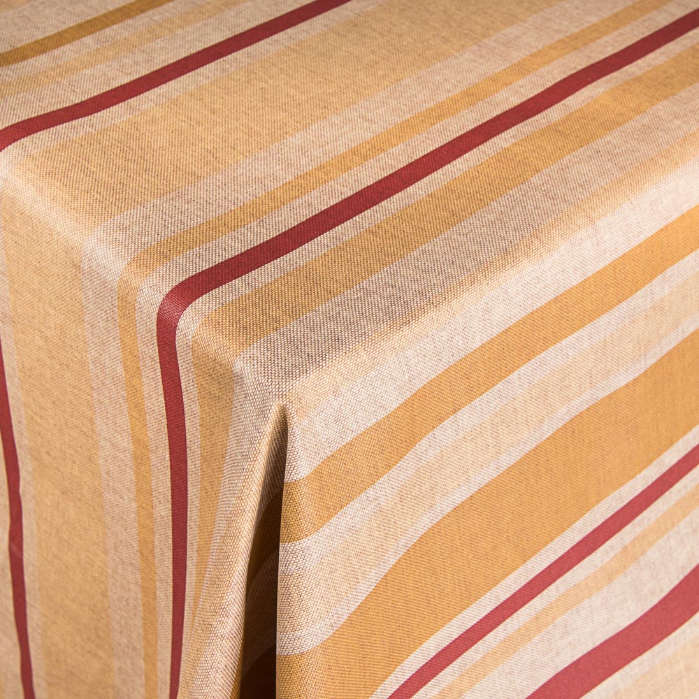 Aramis Fleckabweisende Tischdecke Ocker Multistreifen - Ribes y Casals