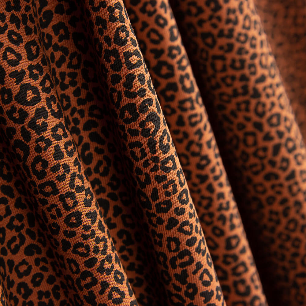Gestrickte Baumwolle Lycra Leopard Maroon - Ribes y Casals