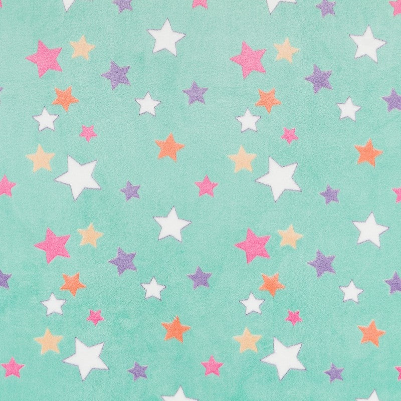Minky Little Stars Aqua Grün - Ribes y Casals