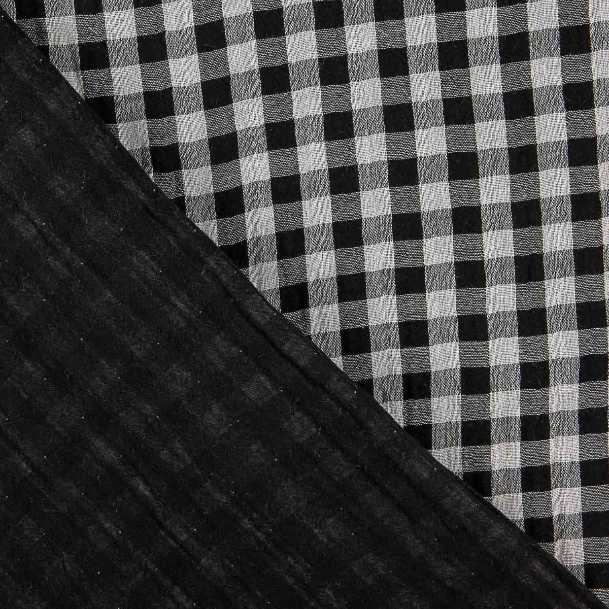 Schwarz-weiß karierter Double Face Musselin - Ribes y Casals