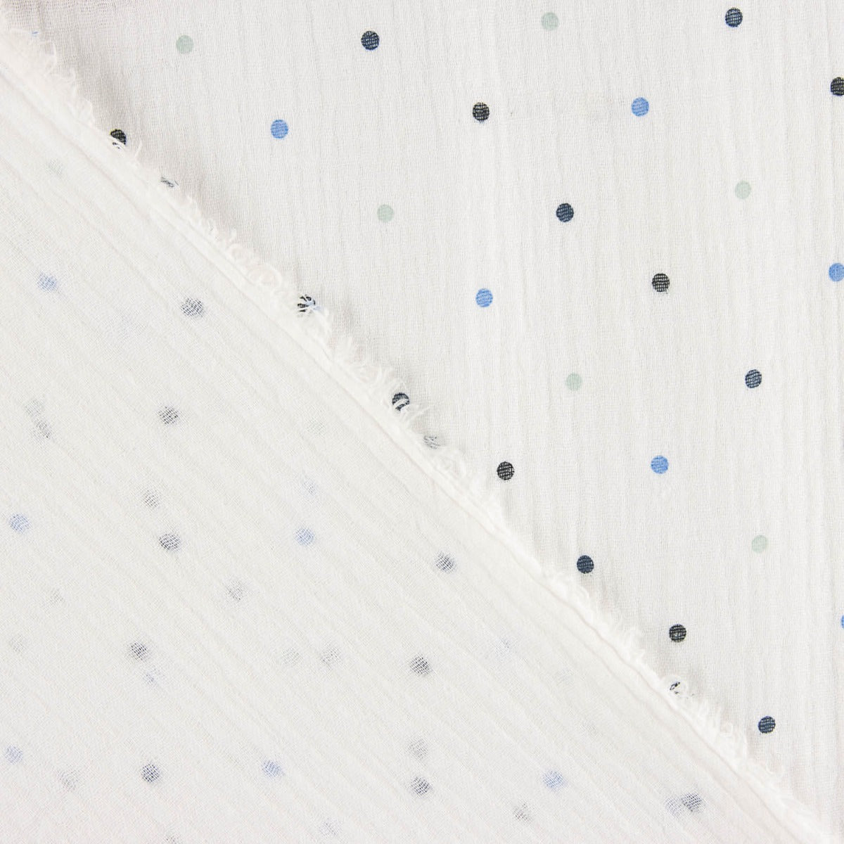 Soft Dots Blau bedruckter Musselin - Ribes y Casals
