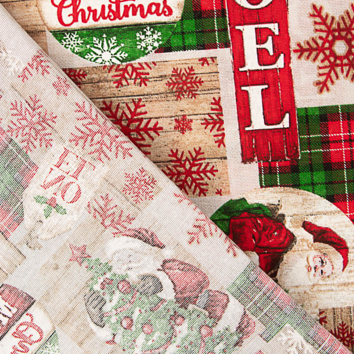 Bedrucktes Canvas mit Weihnachtsmotiven: Weihnachtsmann und Tartan - Ribes y Casals