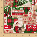 Bedrucktes Canvas mit Weihnachtsmotiven: Weihnachtsmann und Tartan - Ribes y Casals