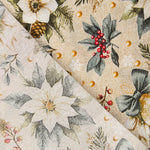 Bedrucktes Canvas „Weihnachten“ mit Blumenmuster und goldenen Kugeln - Ribes y Casals