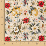 Bedrucktes Canvas „Weihnachten“ mit Blumenmuster und goldenen Kugeln - Ribes y Casals