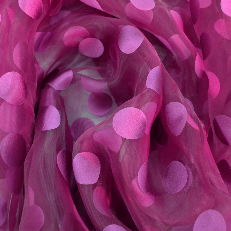 Fuchsia Polka Dots Organza - Ribes y Casals