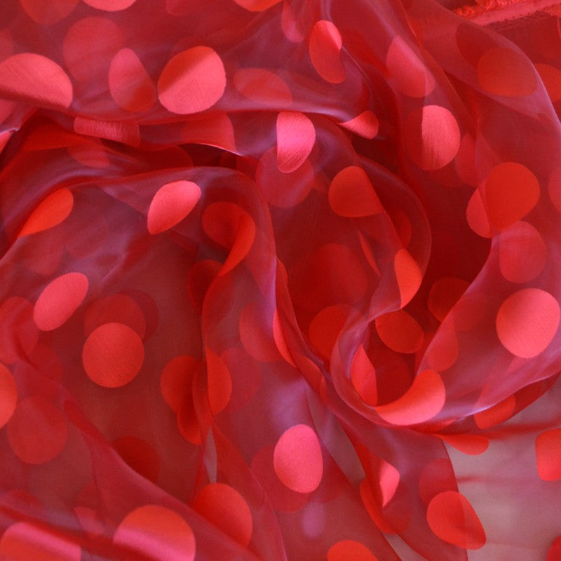 Organza Polka Dots Rot - Ribes y Casals