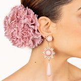 Flamingo-Ohrringe in Tropfenform und rosa Blume - Ribes y Casals