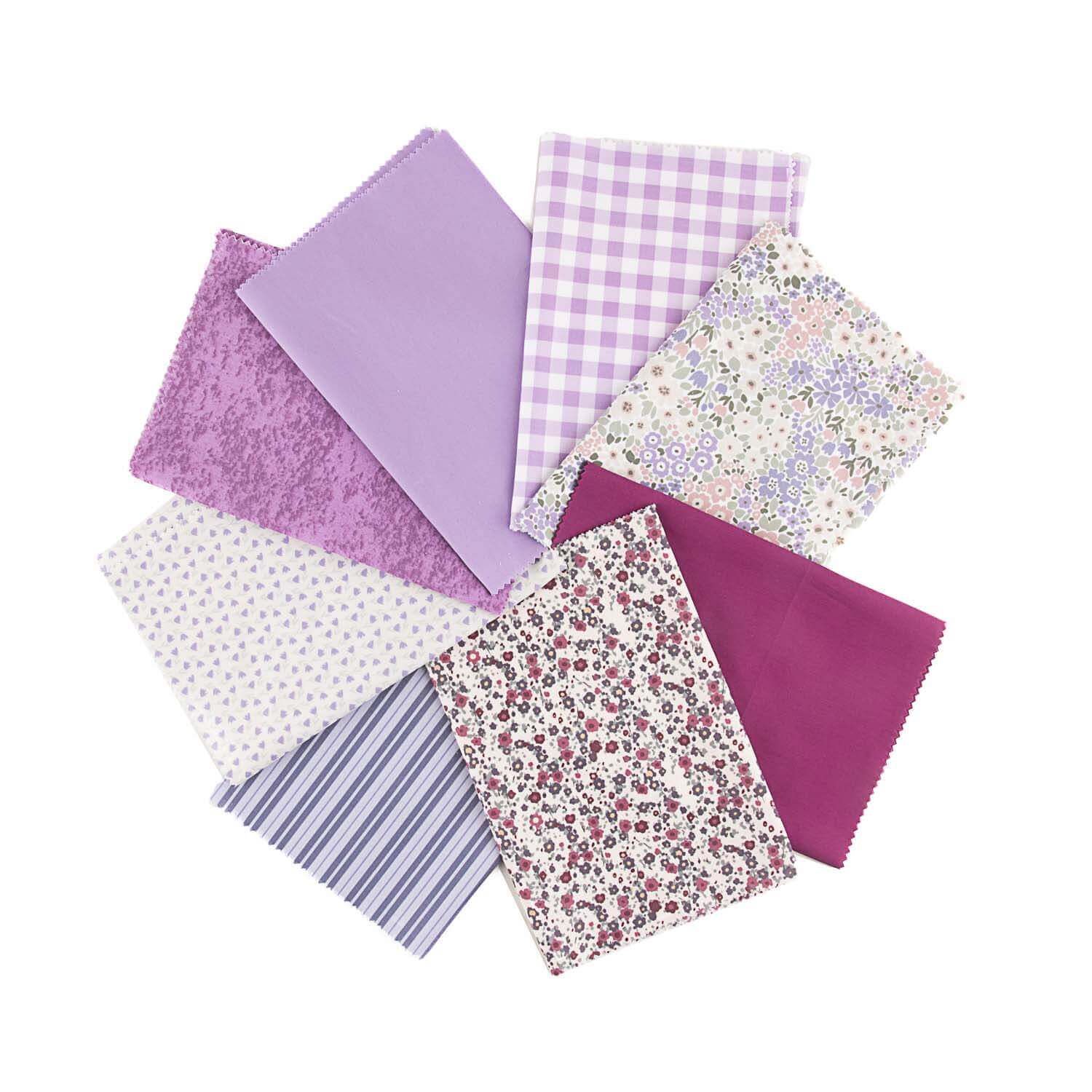 Patchwork-Stoffpaket aus Baumwolle in Malvatönen - Ribes y Casals