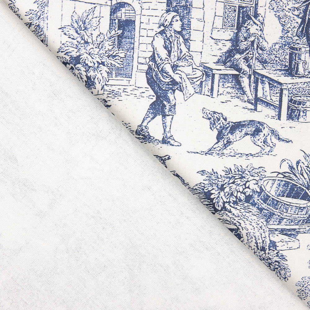 Panama Hogar Gedrucktes Toile de Jouy Blau - Ribes y Casals