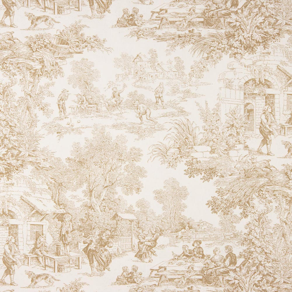 Panama Hogar Gedruckter Toile de Jouy Beige - Ribes y Casals