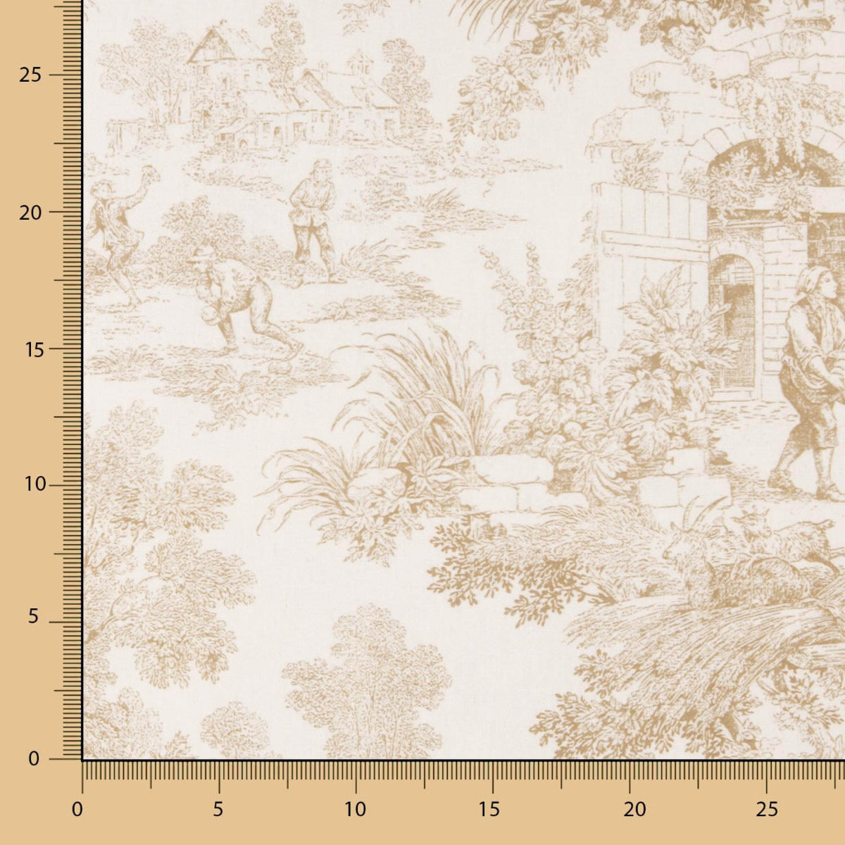 Panama Hogar Gedruckter Toile de Jouy Beige - Ribes y Casals