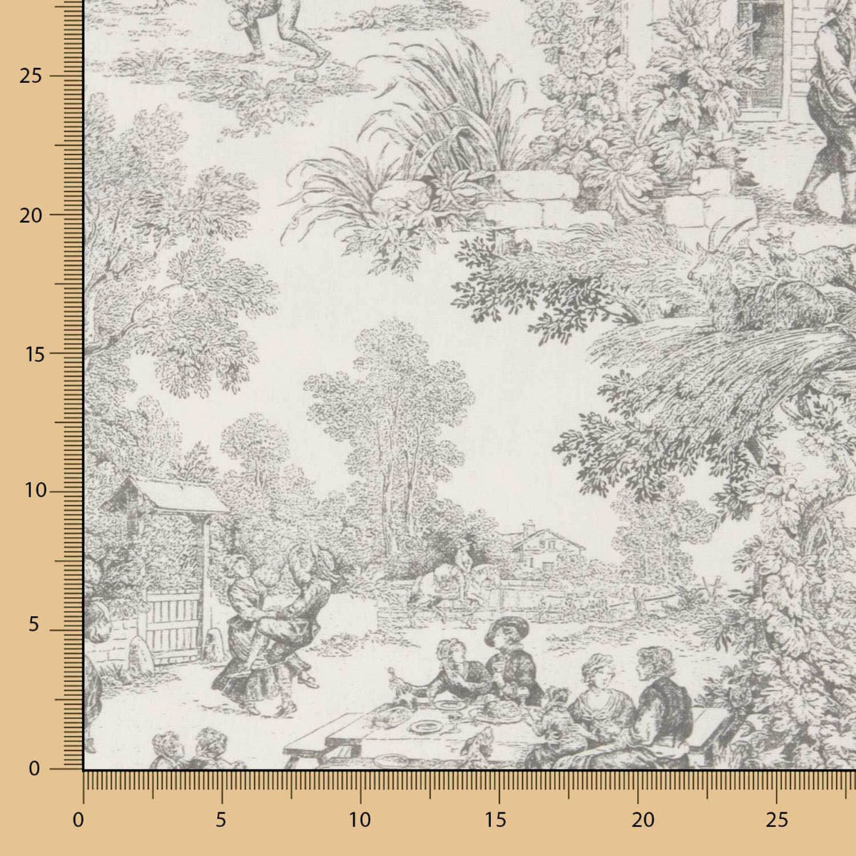 Panama Home Toile de Jouy Druck Panama Home Grau - Ribes y Casals
