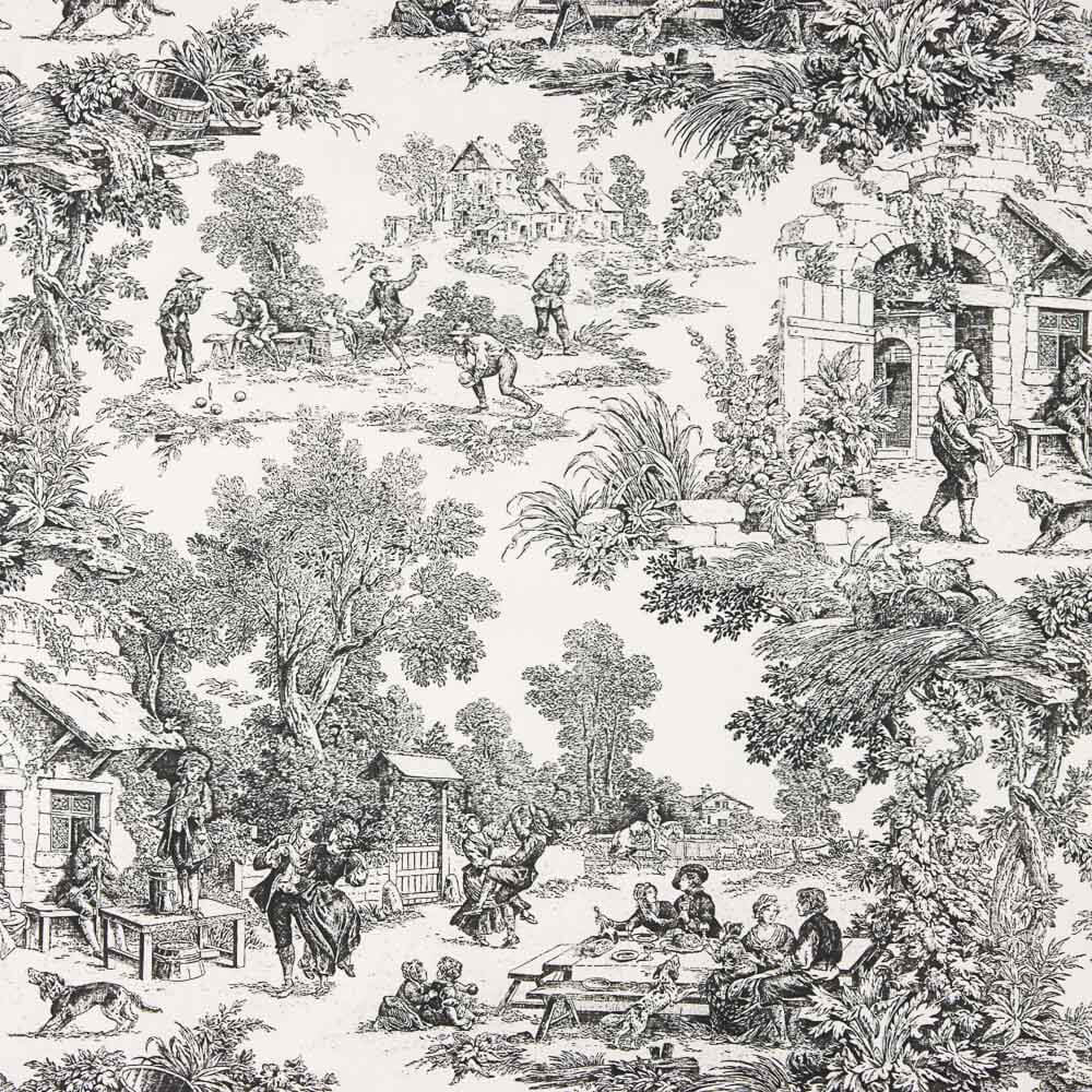 Panama Home Gedrucktes Toile de Jouy Schwarz - Ribes y Casals