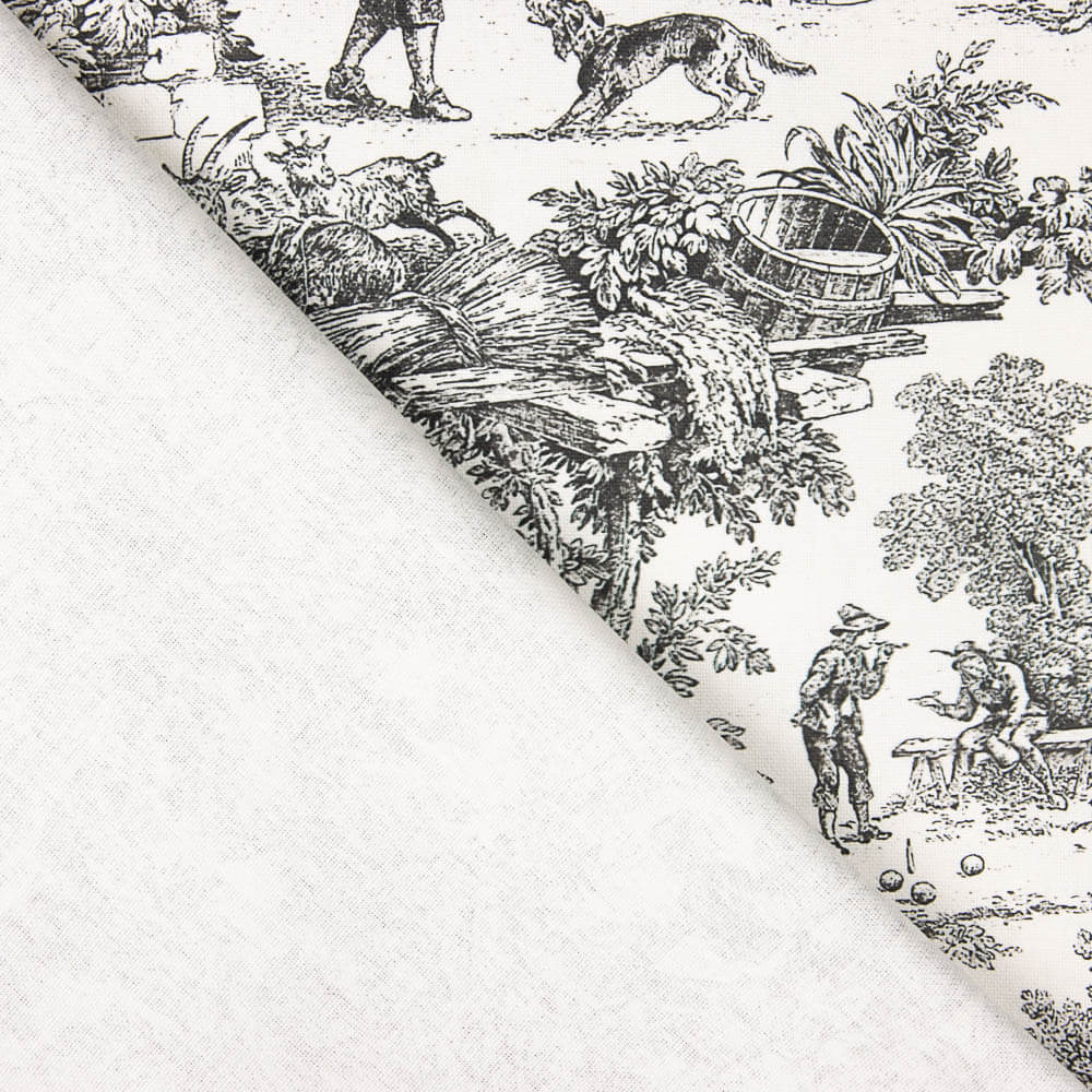 Panama Home Gedrucktes Toile de Jouy Schwarz - Ribes y Casals