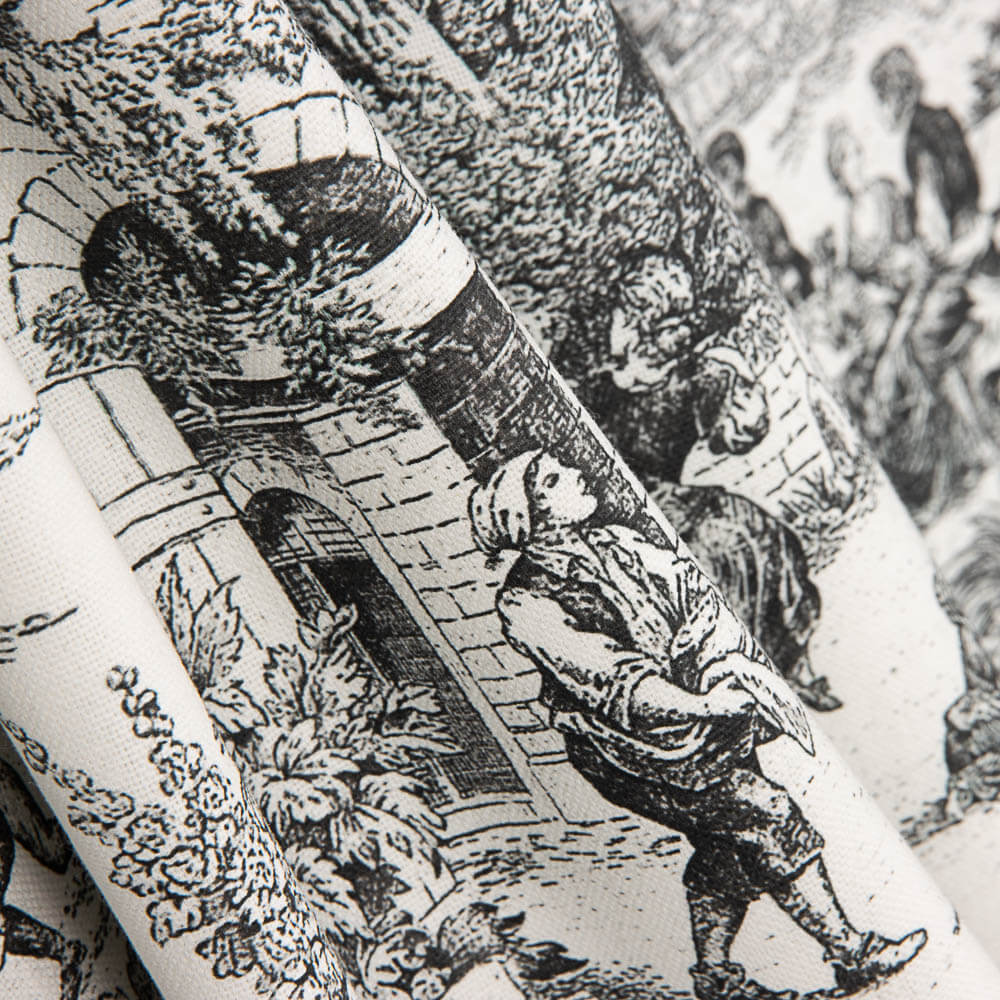Panama Home Gedrucktes Toile de Jouy Schwarz - Ribes y Casals