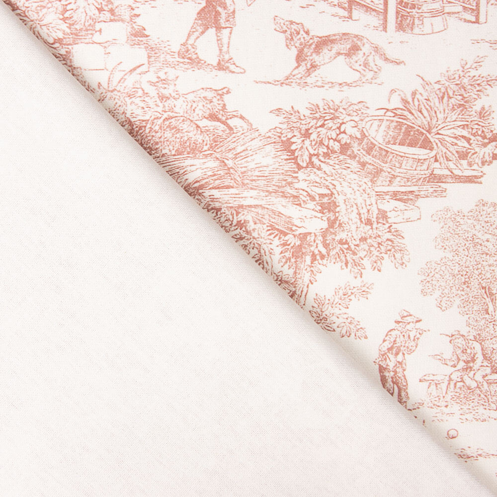 Panama Home Bedrucktes Toile de Jouy Rot - Ribes y Casals