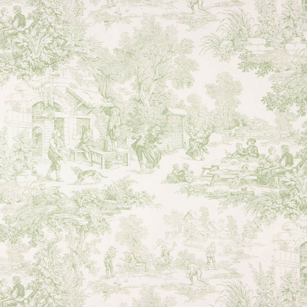 Panama Home Toile de Jouy Druck Apfelgrün - Ribes y Casals