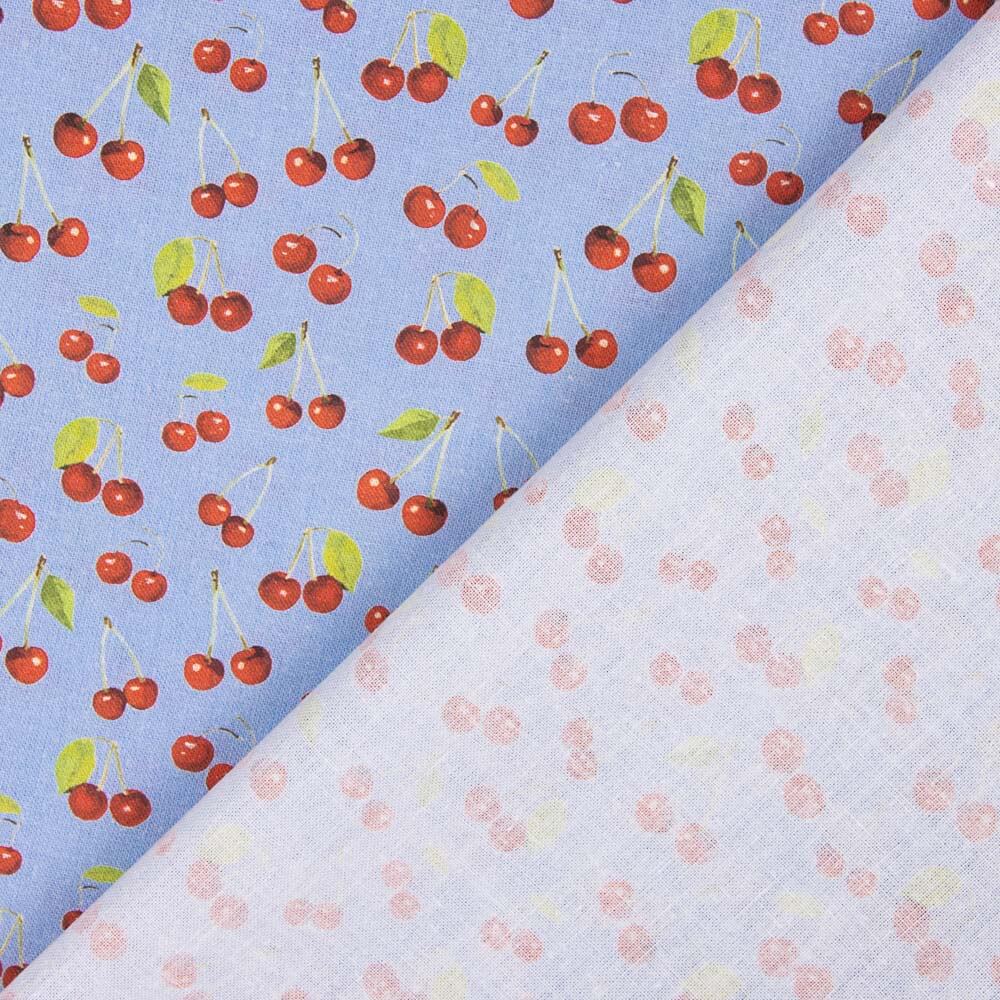 Patchwork-Stoffreste Baumwolle Kirsche Hellblau – verschiedene Maße x Breite 115 cm - Ribes y Casals