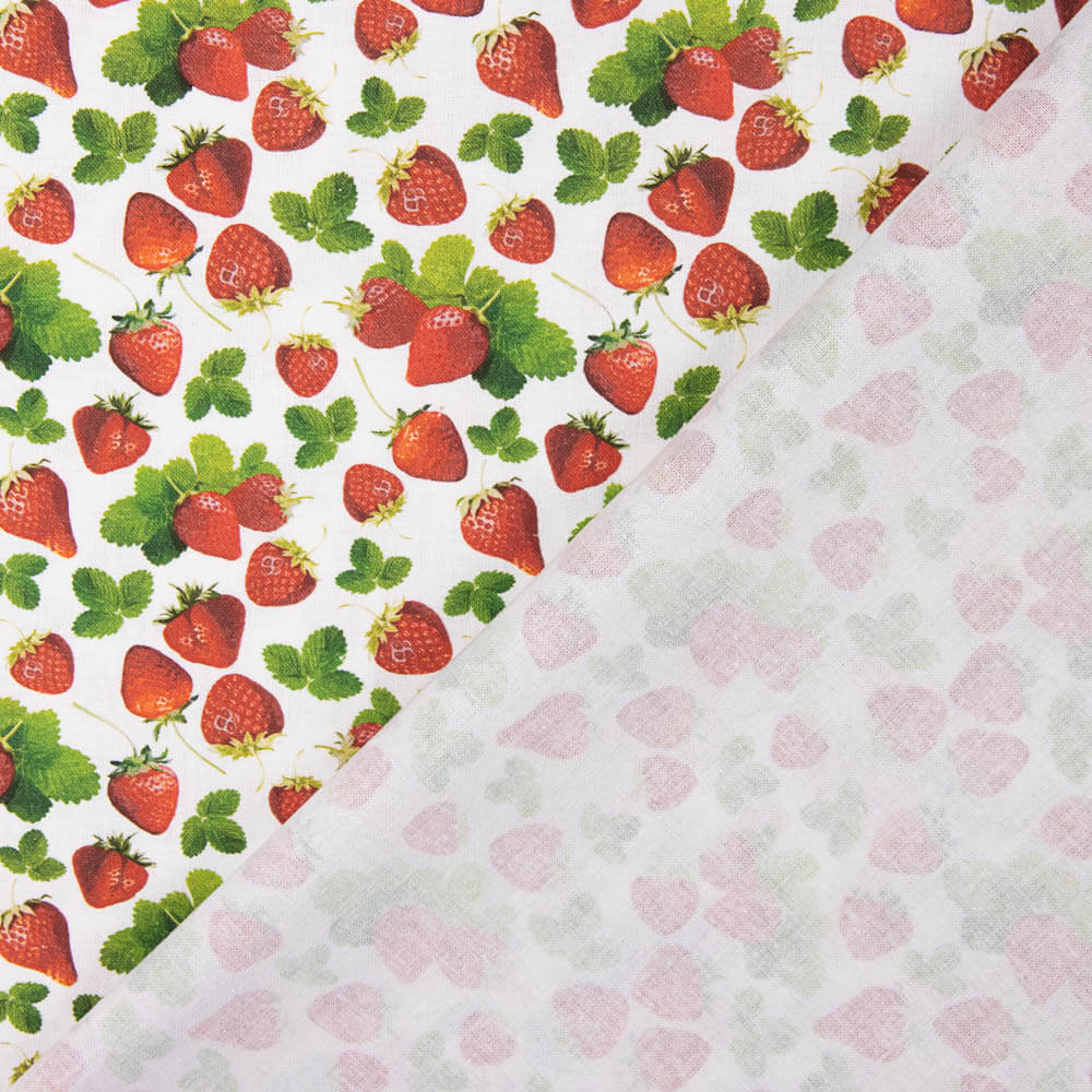 Patchwork Baumwolle Erdbeere Weiß - Ribes y Casals