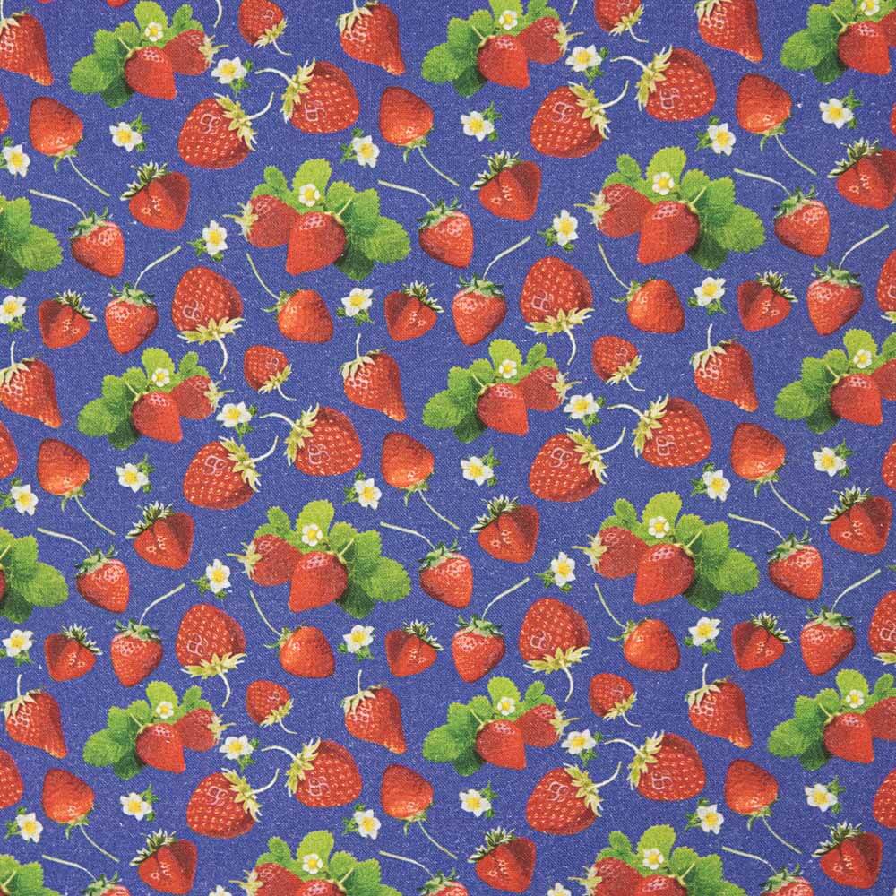 Patchwork Baumwoll-Erdbeeren Navy - Ribes y Casals