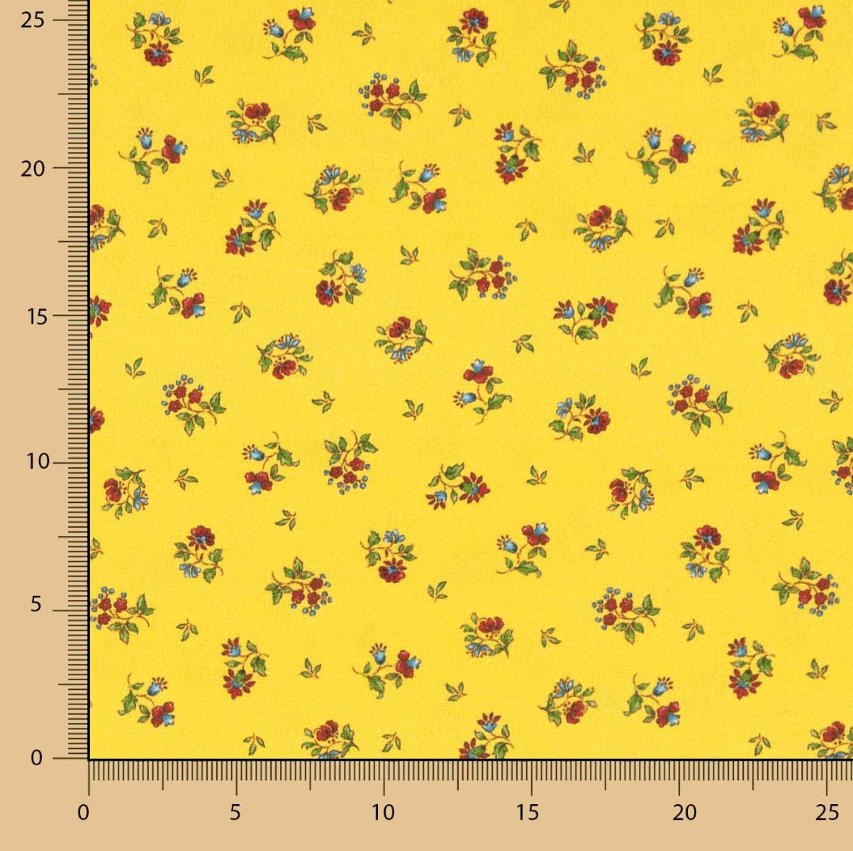 Baumwolle Perkal Baumwolle Stoff Blumen Farben auf Gelb 70 x 160 cm - Ribes y Casals