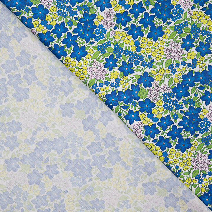 Bedrucktes Perkal „Garten Blau Klein“ - Ribes y Casals