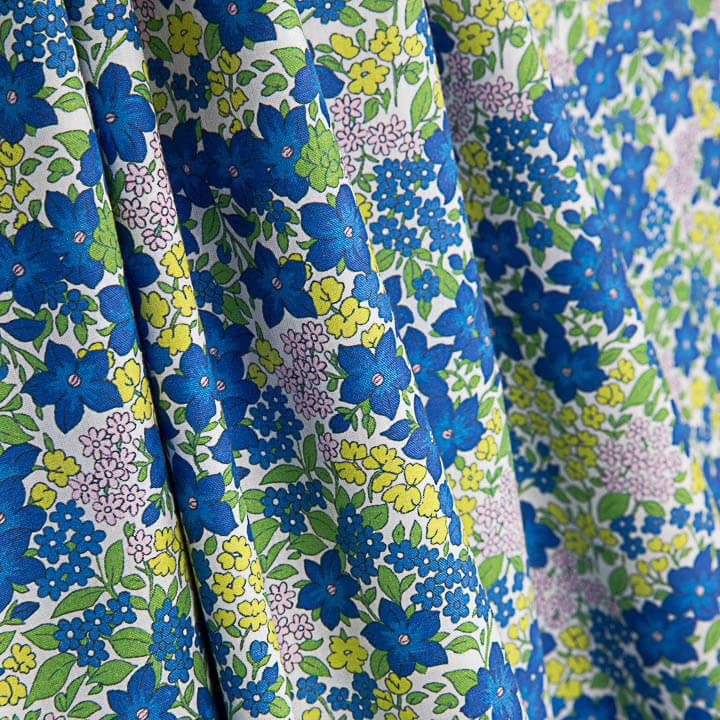 Bedrucktes Perkal „Garten Blau Klein“ - Ribes y Casals