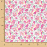 Bedrucktes Perkal „Rosengarten“ in Rosa - Ribes y Casals