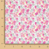 Bedrucktes Perkal „Rosengarten“ in Rosa - Ribes y Casals