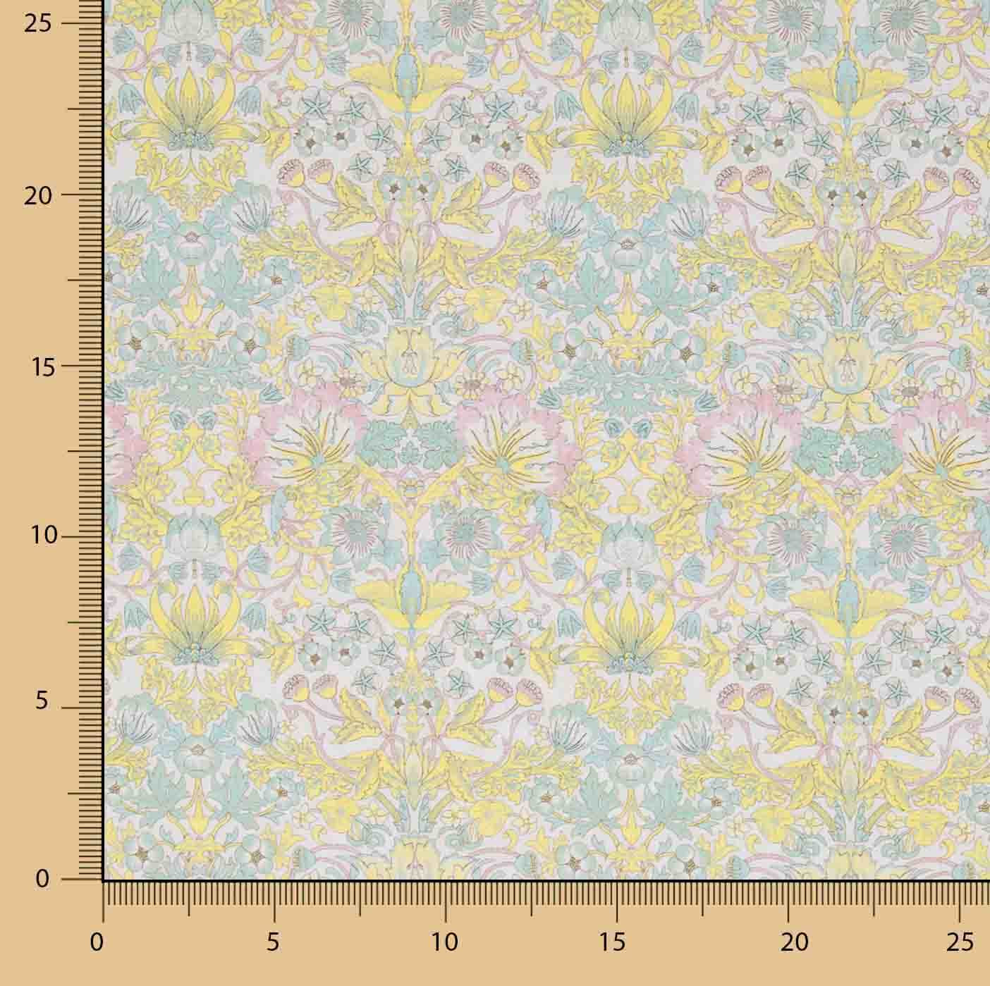 Bedrucktes Perkal „Garten von Versailles“ in Pastellgelb - Ribes y Casals