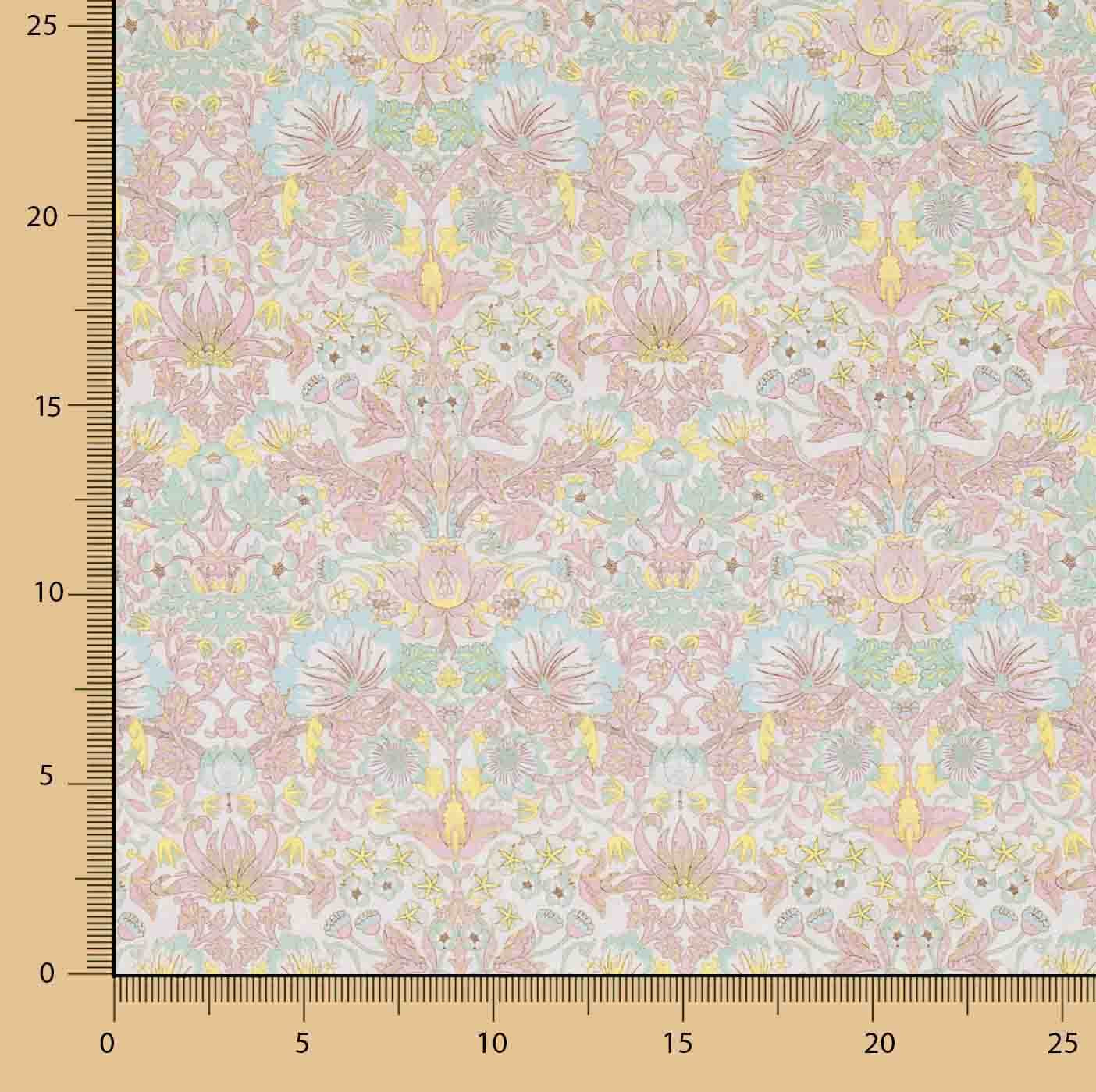 Bedrucktes Perkal „Garten von Versailles“ in Pastellrosa - Ribes y Casals