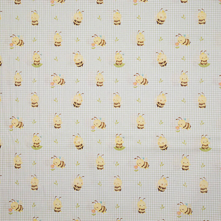 Bedrucktes Perkal „Süße Biene“ in Beige - Ribes y Casals