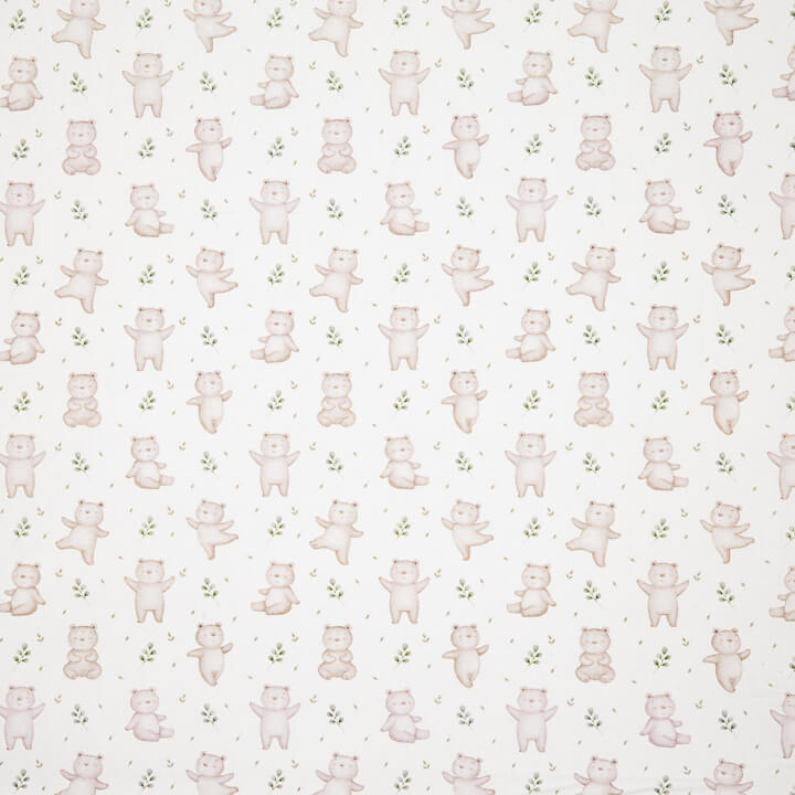 Bedrucktes Perkal mit Waldbären-Motiv, Beige - Ribes y Casals