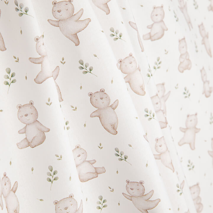 Bedrucktes Perkal mit Waldbären-Motiv, Beige - Ribes y Casals