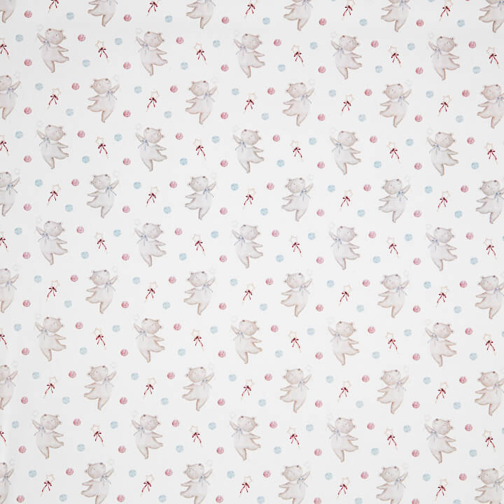 Bedrucktes Perkal mit fliegenden Bären in Rosa und Blau - Ribes y Casals