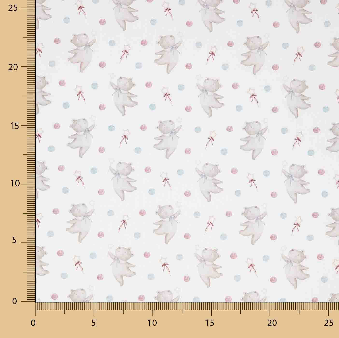 Bedrucktes Perkal mit fliegenden Bären in Rosa und Blau - Ribes y Casals