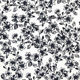 Piqué Polyester Blumen Schwarz - Ribes y Casals