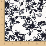 Piqué Polyester Blumen Schwarz - Ribes y Casals