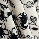 Piqué Polyester Blumen Schwarz - Ribes y Casals